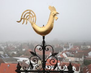Der Kirchturmhahn wurde im Jahr 2016 restauriert und neu vergoldet.